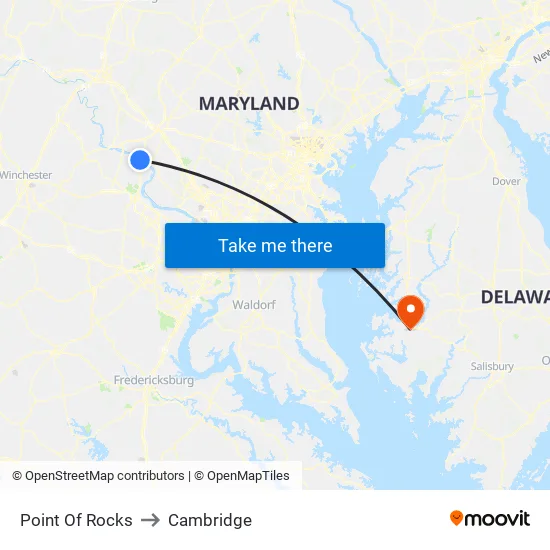 Point Of Rocks to Cambridge map