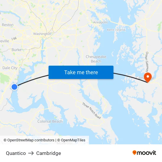 Quantico to Cambridge map