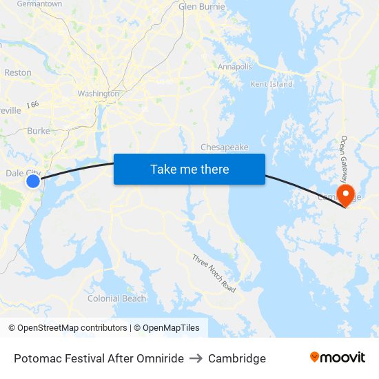 Potomac Festival After Omniride to Cambridge map