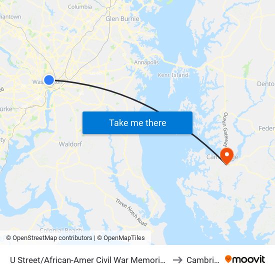 U Street/African-Amer Civil  War Memorial/ Cardozo to Cambridge map