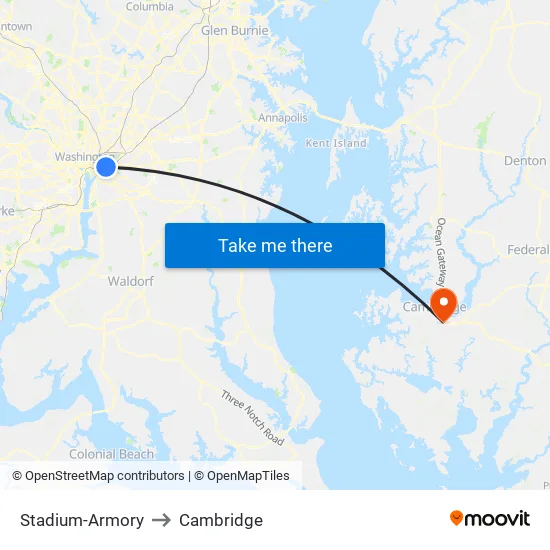Stadium-Armory to Cambridge map