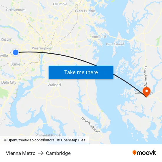 Vienna Metro South Bay P to Cambridge map