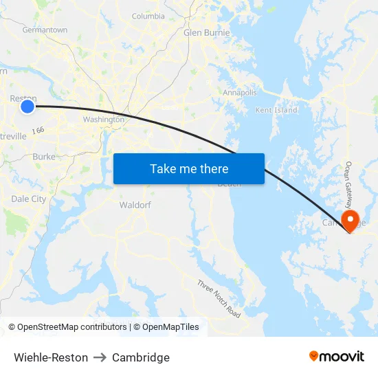 Wiehle-Reston to Cambridge map