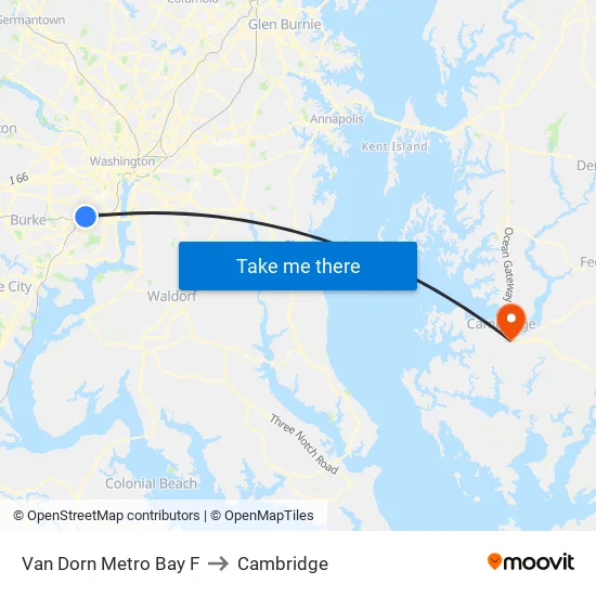Van Dorn Metro Bay F to Cambridge map