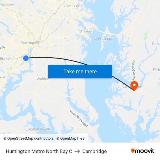 Huntington Metro North Bay C to Cambridge map