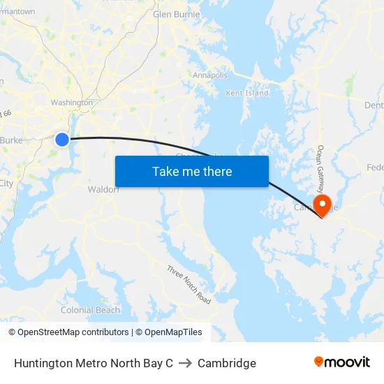 Huntington Metro North Bay C to Cambridge map