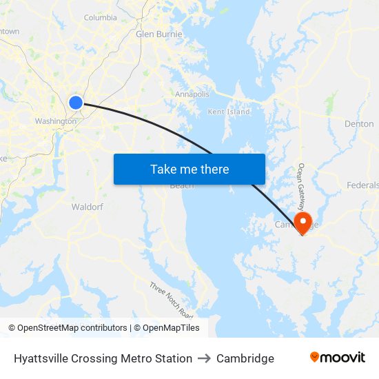 Hyattsville Crossing Metro Station to Cambridge map