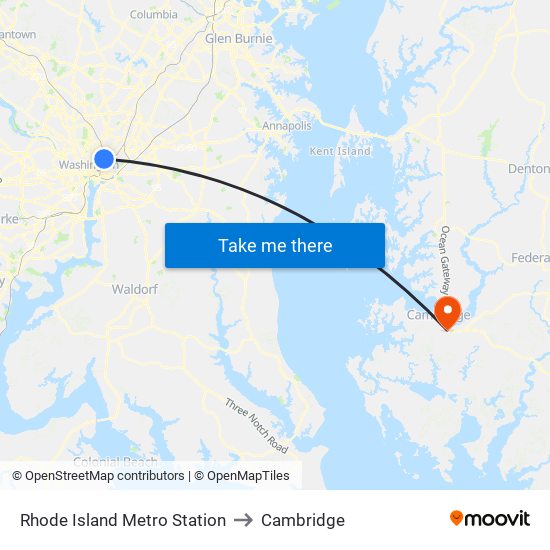 Rhode Island Metro Station to Cambridge map