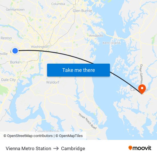 Vienna Metro Station to Cambridge map