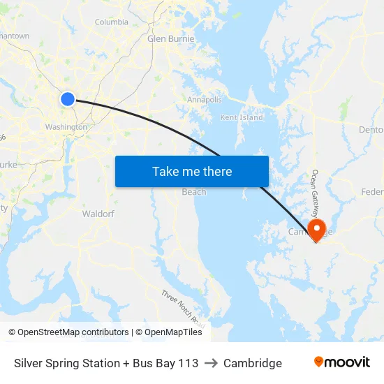 Silver Spring+Bay 113 to Cambridge map