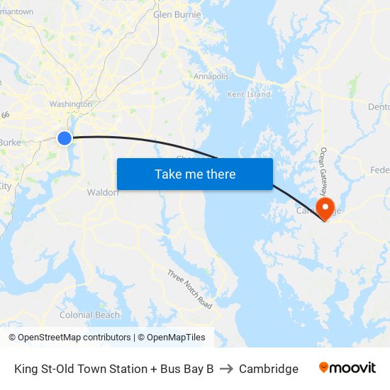 King Street-Old Town+Bay B to Cambridge map