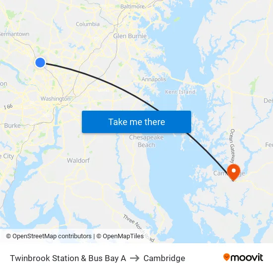 Twinbrook Station & Bus Bay A to Cambridge map