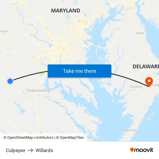 Culpeper to Willards map