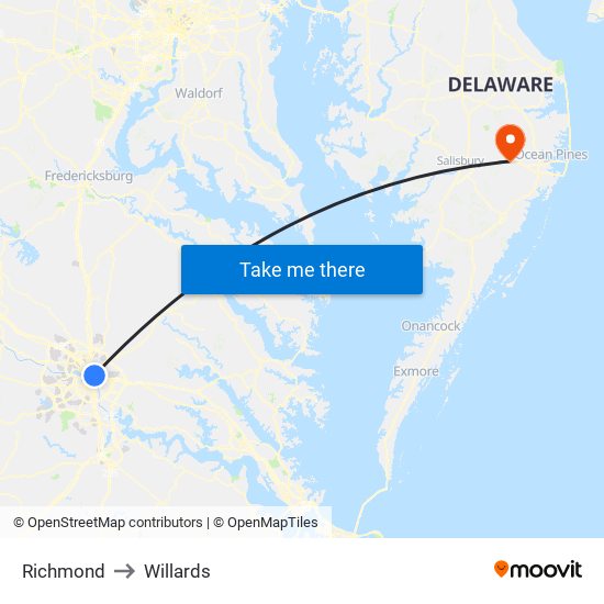 Richmond to Willards map