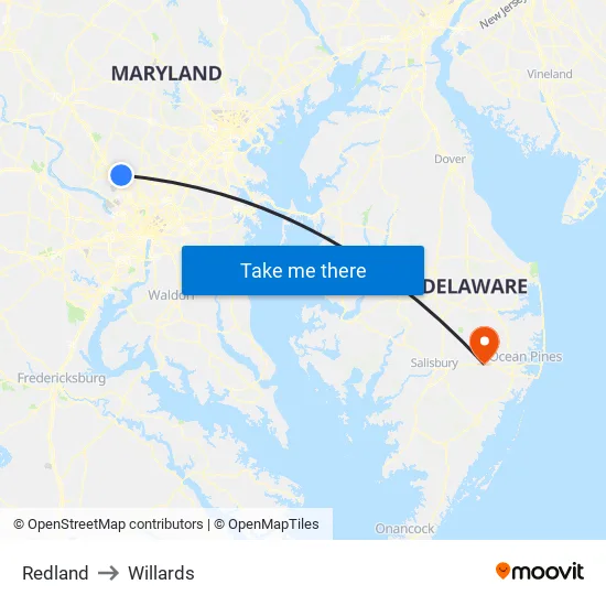 Redland to Willards map