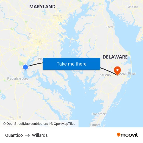 Quantico to Willards map