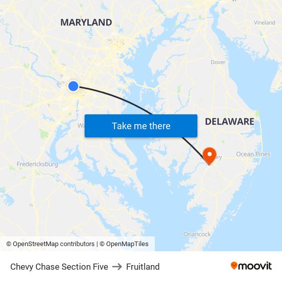 Chevy Chase Section Five to Fruitland map