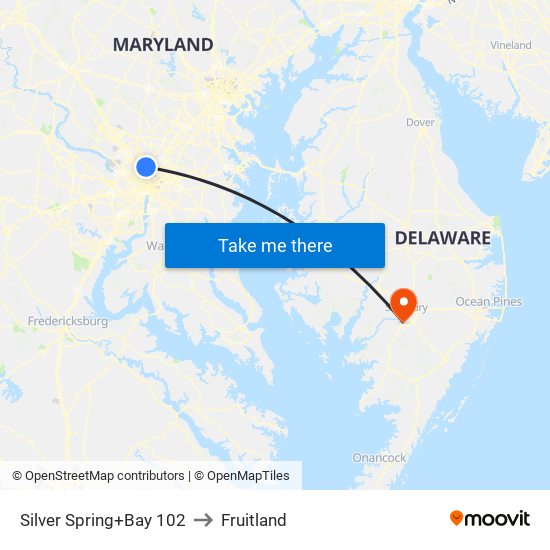 Silver Spring+Bay 102 to Fruitland map