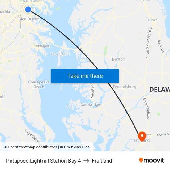 Patapsco Lightrail Station Bay 4 to Fruitland map