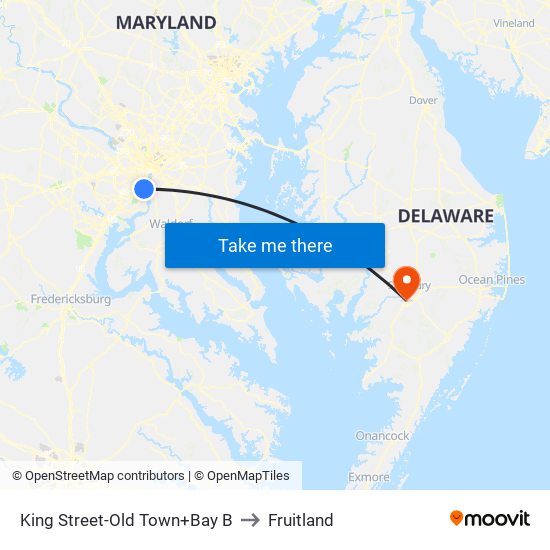 King Street-Old Town+Bay B to Fruitland map