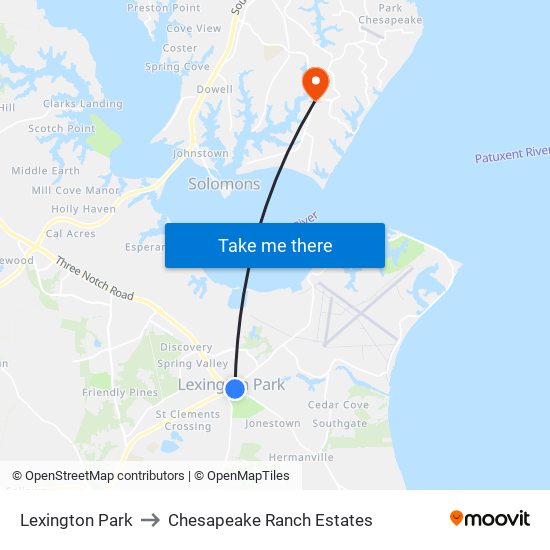 Lexington Park to Chesapeake Ranch Estates map