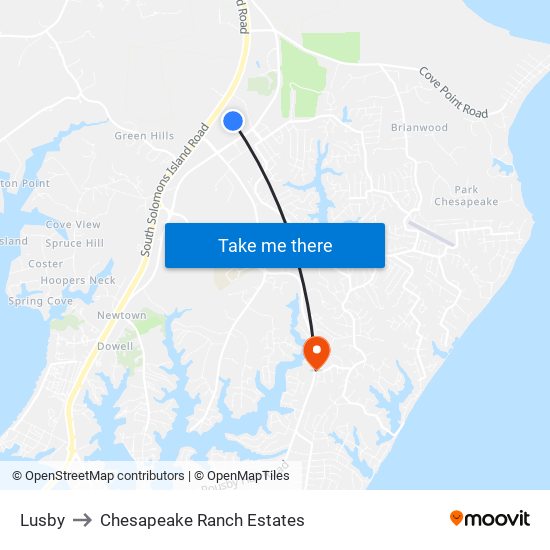 Lusby to Chesapeake Ranch Estates map