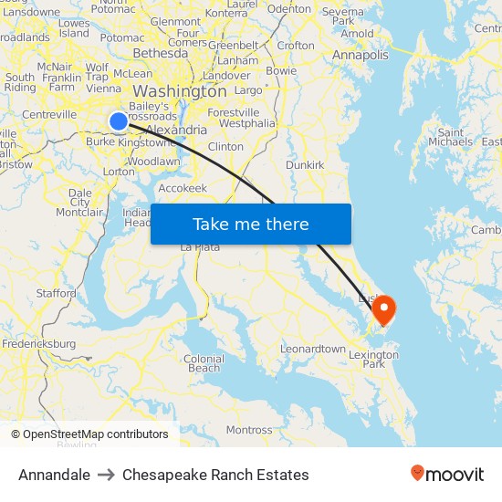 Annandale to Chesapeake Ranch Estates map