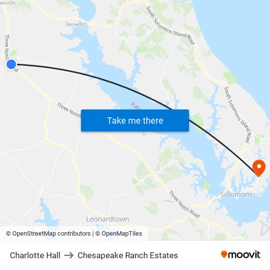 Charlotte Hall to Chesapeake Ranch Estates map