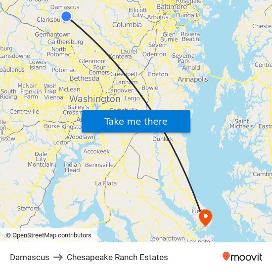 Damascus to Chesapeake Ranch Estates map