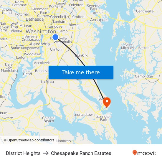 District Heights to Chesapeake Ranch Estates map