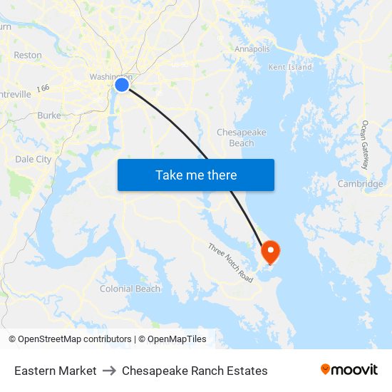 Eastern Market to Chesapeake Ranch Estates map