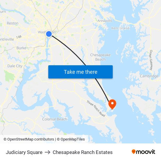 Judiciary Square to Chesapeake Ranch Estates map