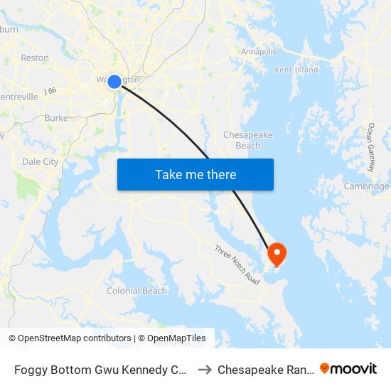 Foggy Bottom Gwu Kennedy Center Metro Station to Chesapeake Ranch Estates map