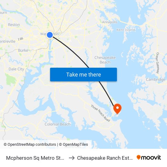 Mcpherson Sq Metro Station to Chesapeake Ranch Estates map