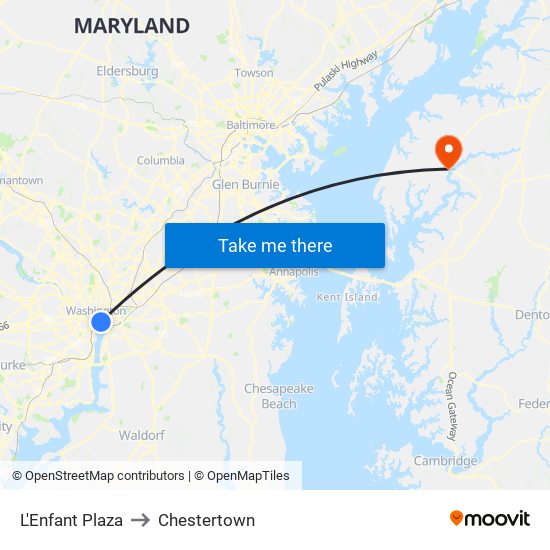 L'Enfant Plaza to Chestertown map