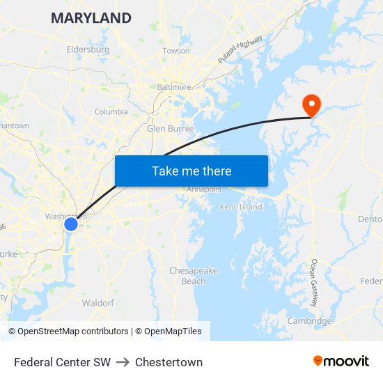 Federal Center SW to Chestertown map