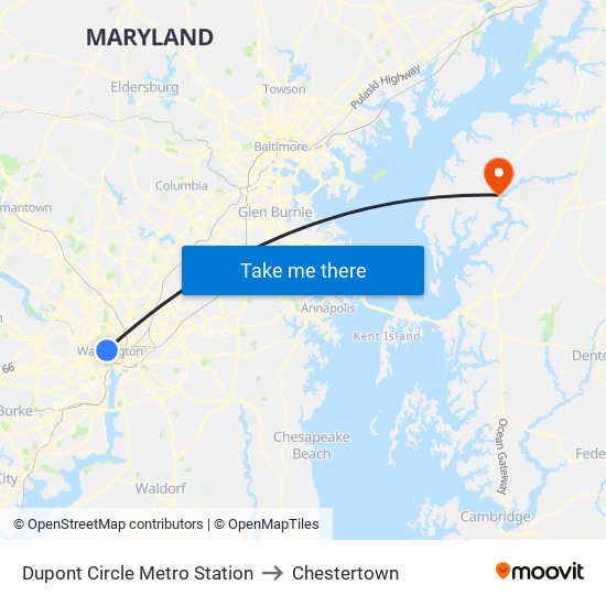 Dupont Circle Metro Station to Chestertown map