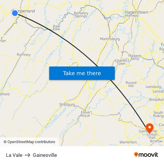 La Vale to Gainesville map