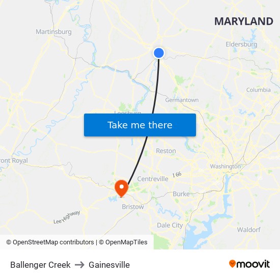 Ballenger Creek to Gainesville map