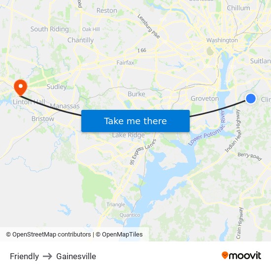 Friendly to Gainesville map