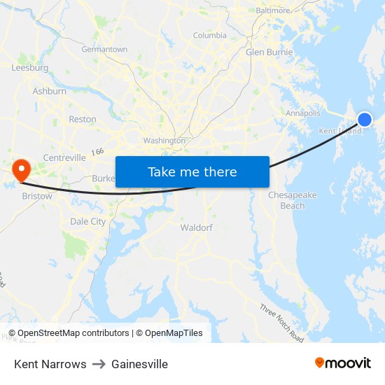 Kent Narrows to Gainesville map