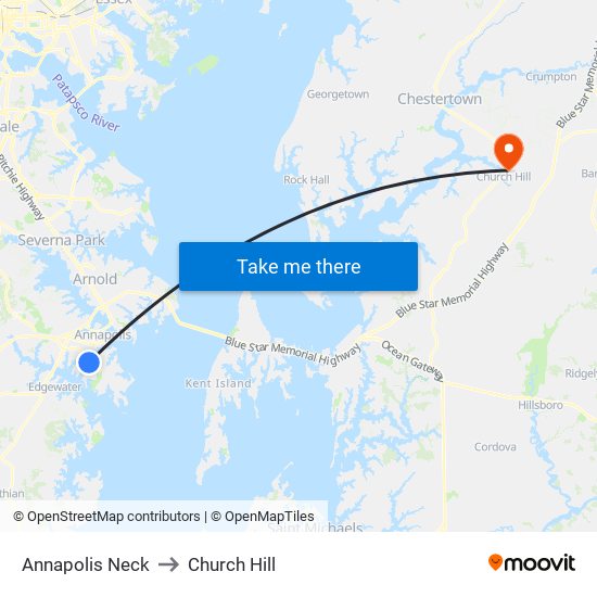 Annapolis Neck to Church Hill map