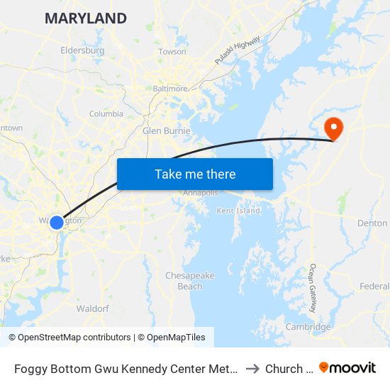 Foggy Bottom Gwu Kennedy Center Metro Station to Church Hill map