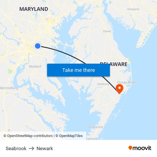 Seabrook to Newark map