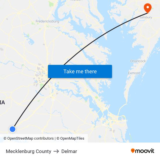 Mecklenburg County to Delmar map