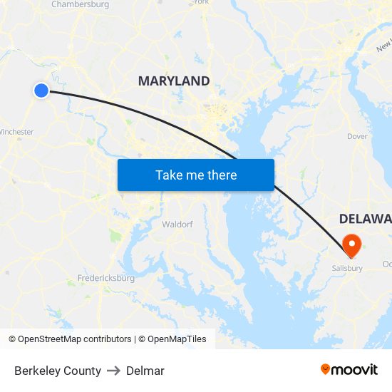 Berkeley County to Delmar map