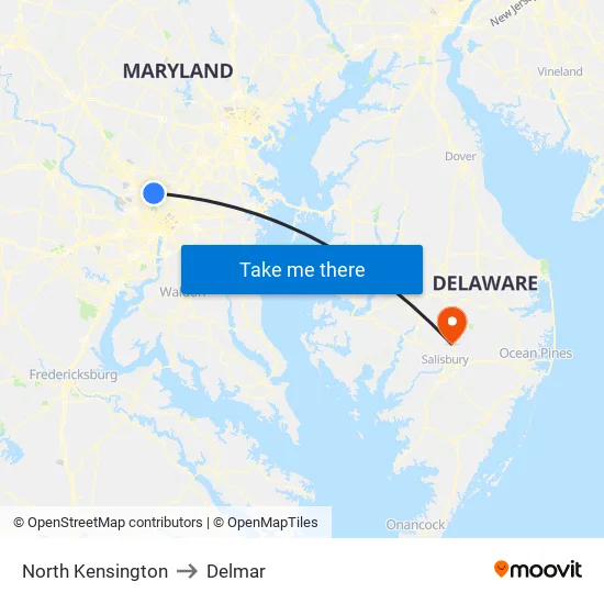 North Kensington to Delmar map