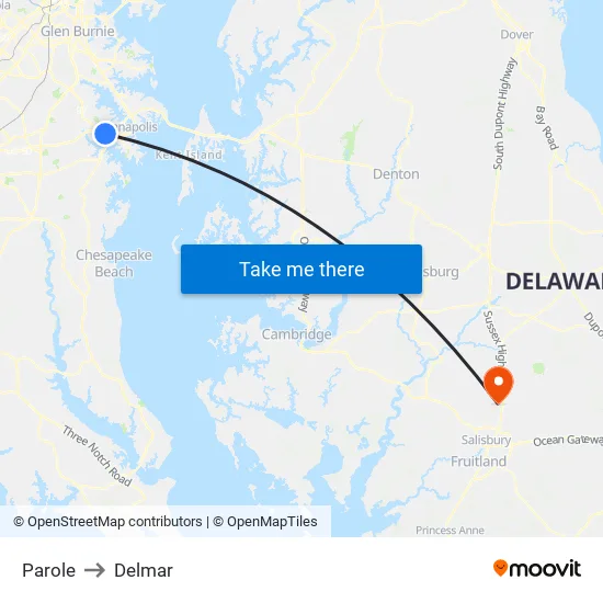 Parole to Delmar map
