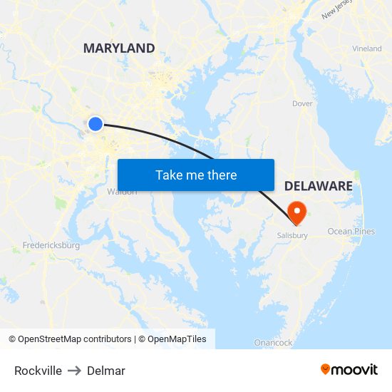 Rockville to Delmar map