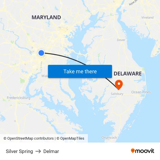 Silver Spring to Delmar map